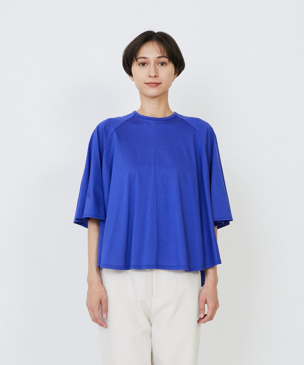 LOISIR オーガニックコットン天竺Aラインプルオーバー ブルー