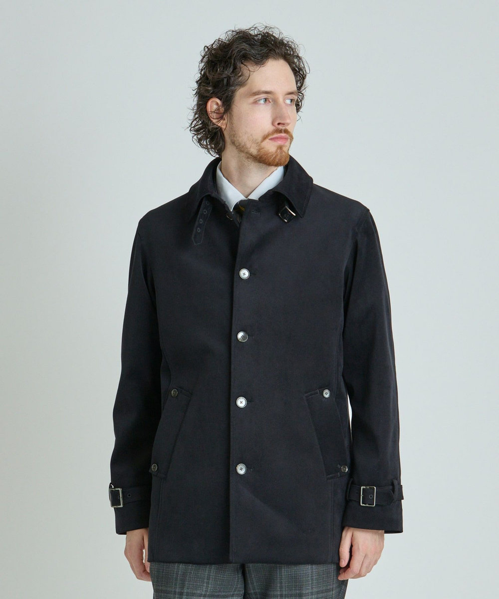 MEN'S BIGI ベロアボンディング ショートコート＜ストレッチ＞ ブラック
