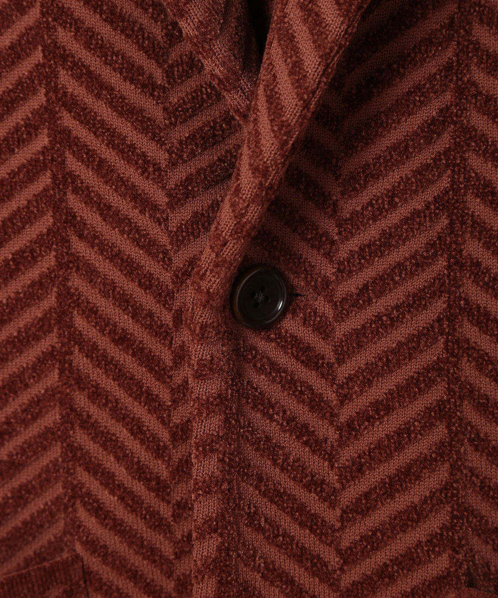 MEN'S BIGI ヘリンボーンニットジャケット レンガ