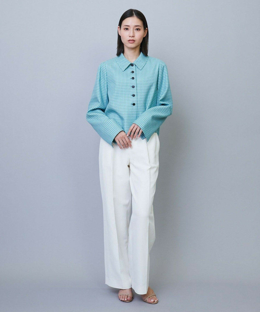 L'EQUIPE COUTURIER シルクテープチェックジャケット サックスブルー