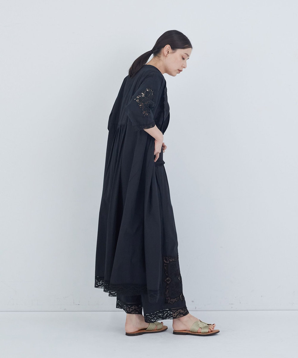 ADIEU TRISTESSE ポプリン刺繍ワンピース ブラック