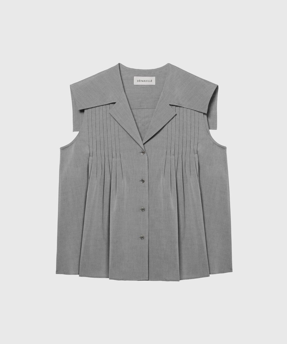 DÉPAREILLÉ 	TYPEWRITER SLEEVELESS BLOUSE / タイプライタースリーブレスブラウス グレー