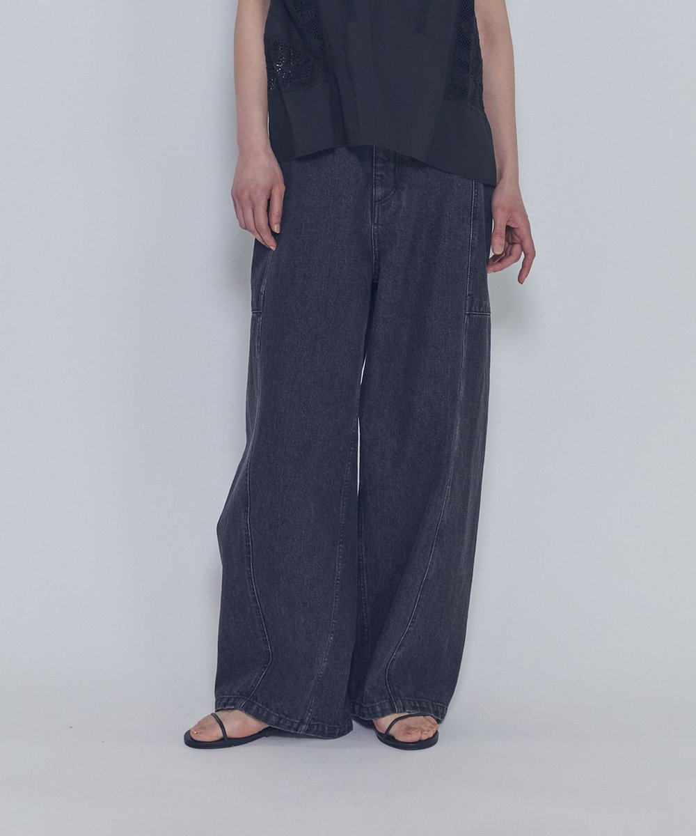 1er Arrondissement ブラックデニムカーブパンツ ブラック