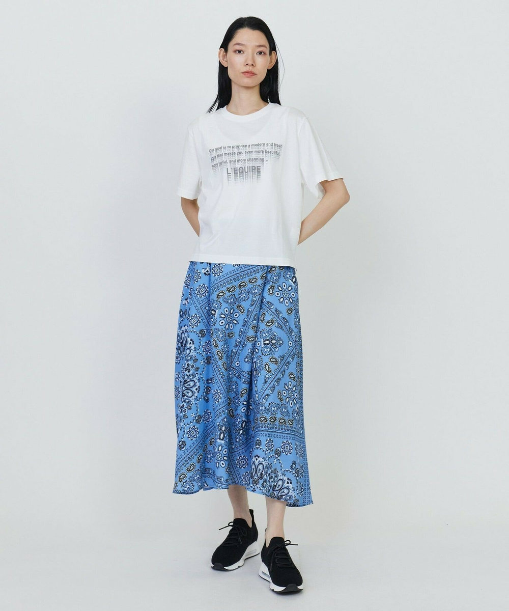 L'EQUIPE ペイズリープリントフレアスカート ブルー