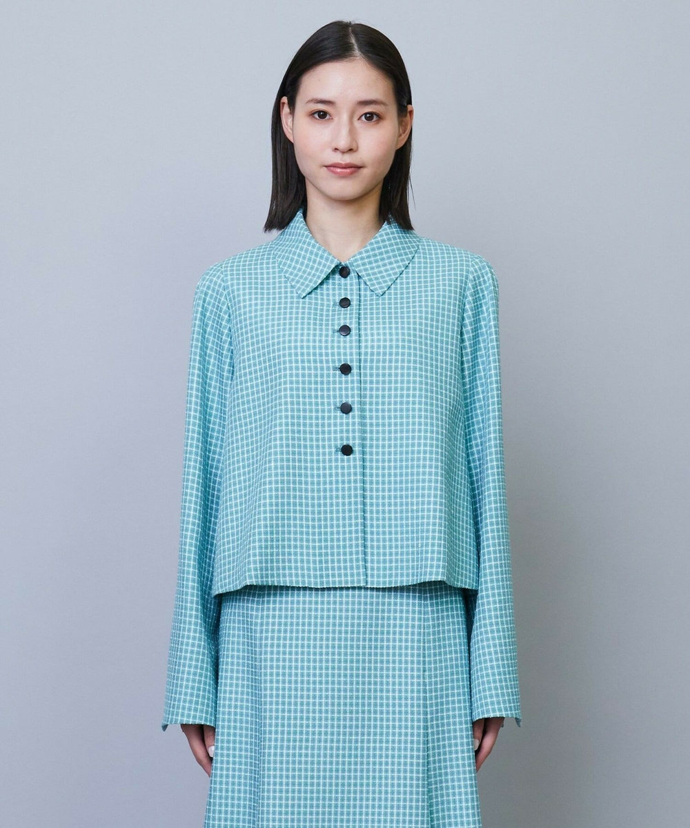 L'EQUIPE COUTURIER シルクテープチェックジャケット サックスブルー