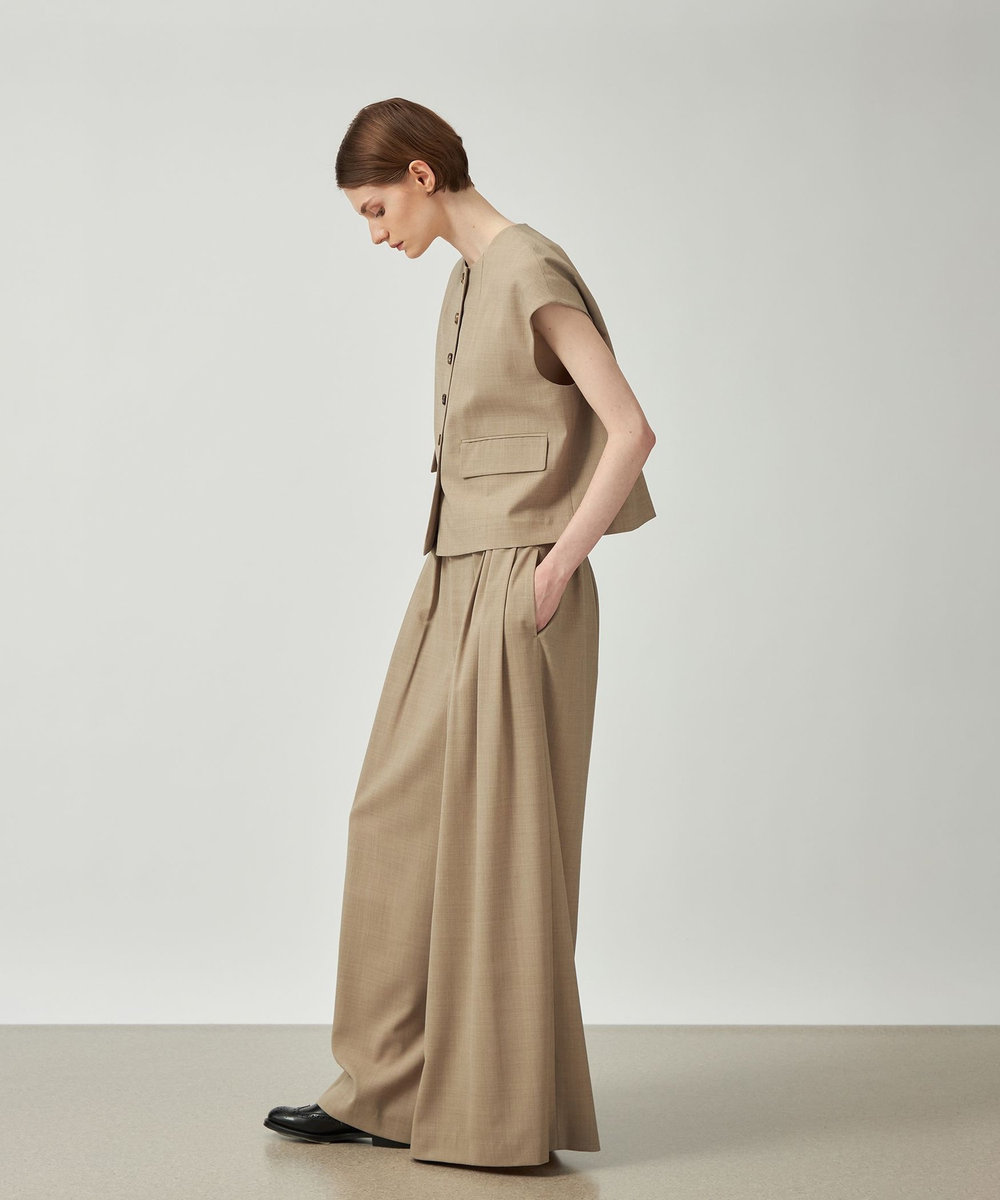 DÉPAREILLÉ TROPICAL WOOL SUPER WIDE PANTS / トロピカルウールスーパーワイドパンツ ベージュ