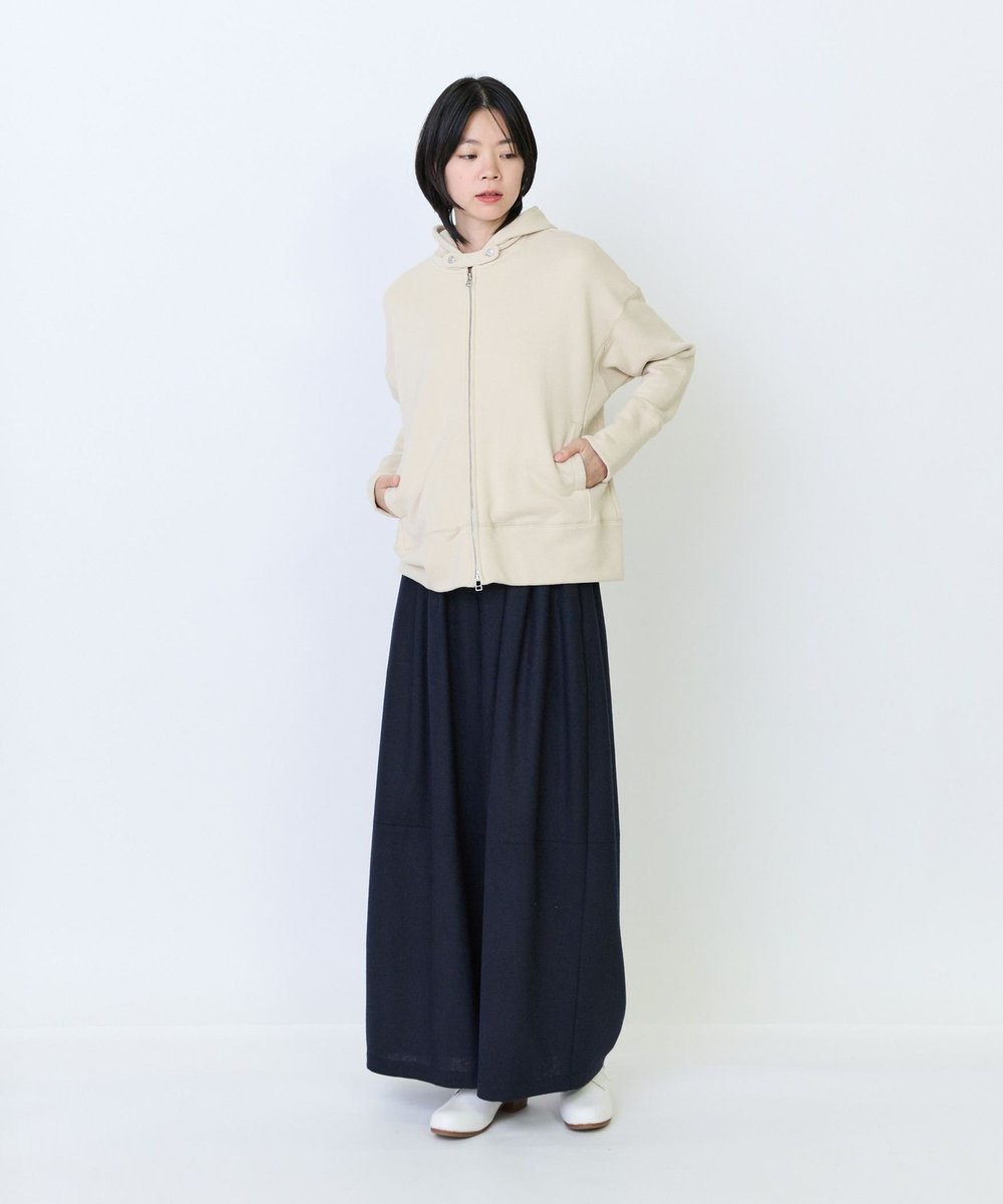 LOISIR 度詰め裏毛ジップフーディ ベージュ