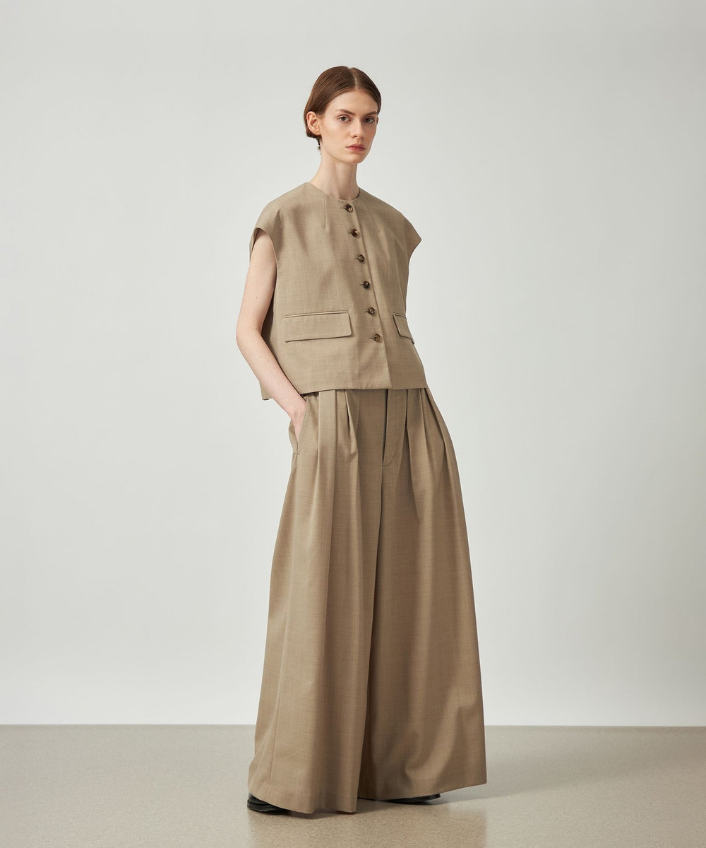 DÉPAREILLÉ TROPICAL WOOL SUPER WIDE PANTS / トロピカルウールスーパーワイドパンツ ベージュ