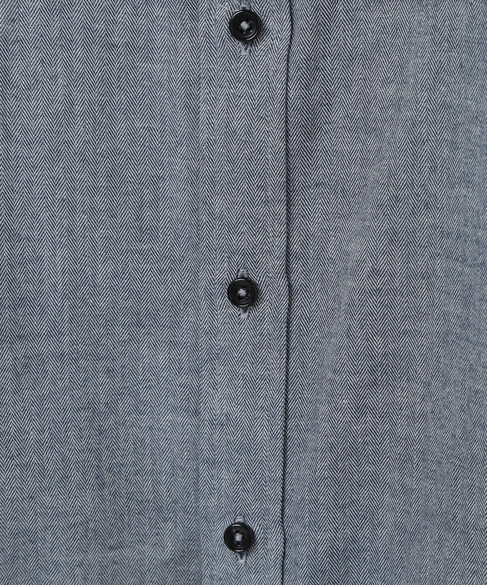 MEN'S BIGI コットンカシミアヘリンボーンシャツ ネイビー