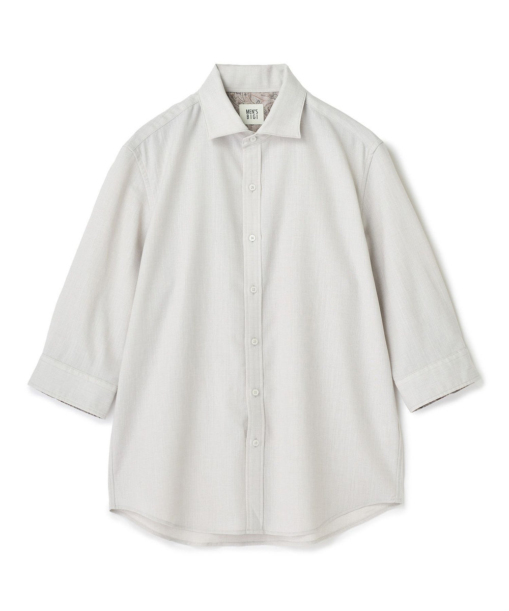 MEN'S BIGI トリアセ麻調 7分袖シャツ＜接触冷感/UVカット/イージーケア＞ ライトグレー