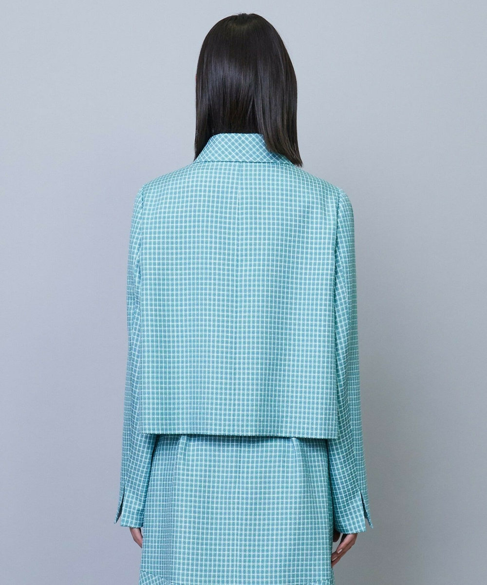 L'EQUIPE COUTURIER シルクテープチェックジャケット サックスブルー