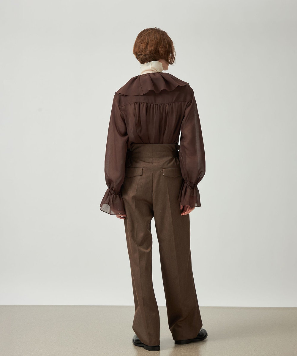 DÉPAREILLÉ ORGANDY RUFFLE BLOUSE / オーガンジーラッフルブラウス ブラウン