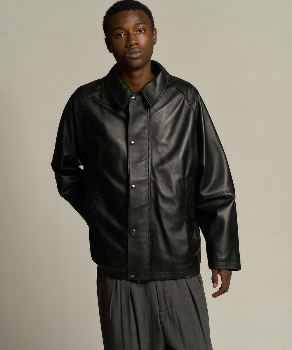 MEN'S BIGI シープレザーブルゾン ブラック