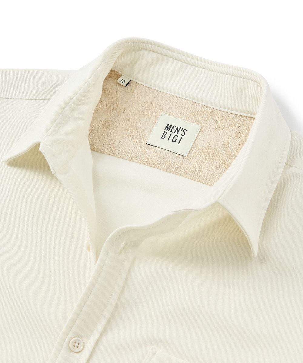 MEN'S BIGI デニムジャージ シャツブルゾン＜ストレッチ＞ ホワイト