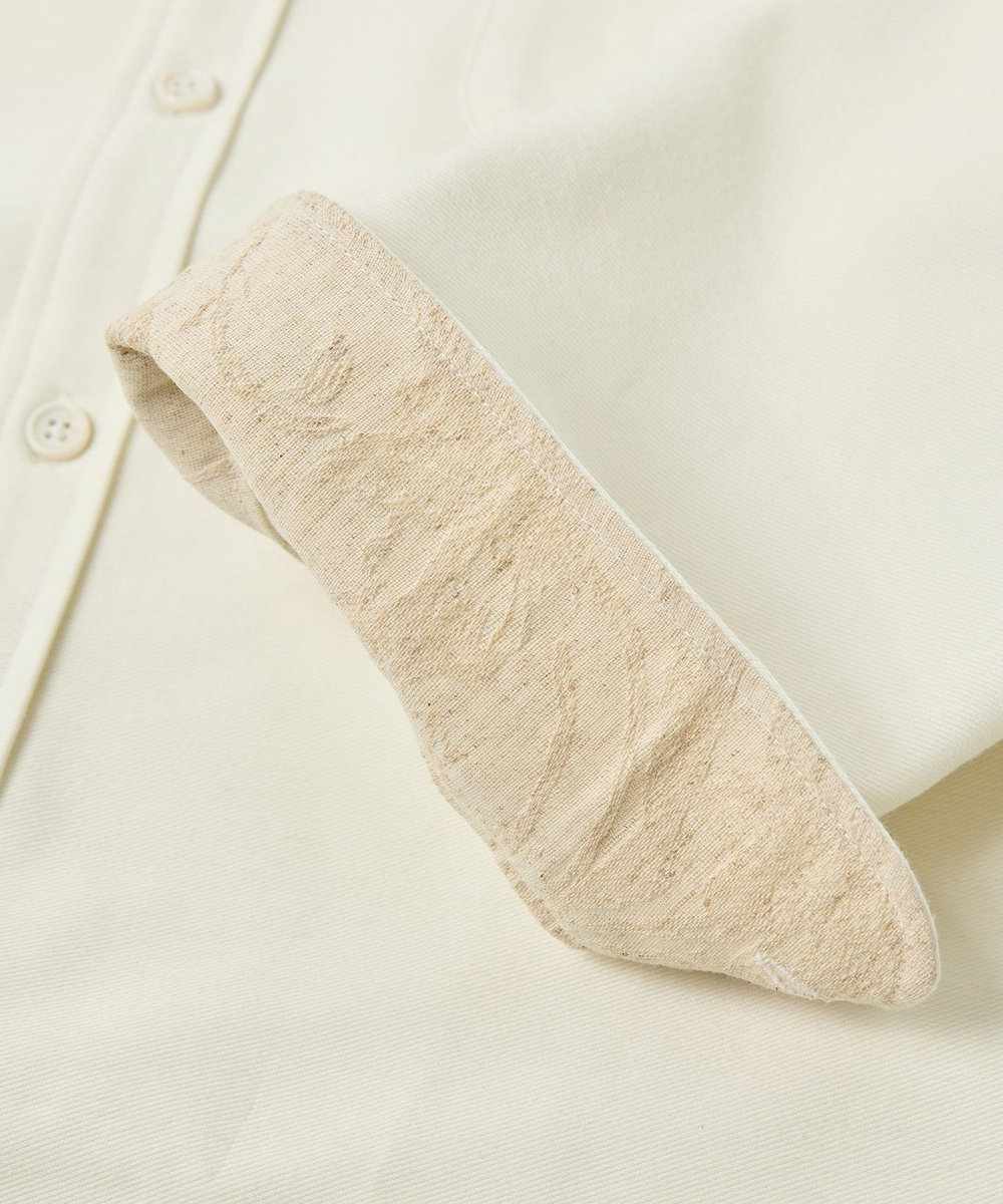 MEN'S BIGI デニムジャージ シャツブルゾン＜ストレッチ＞ ホワイト