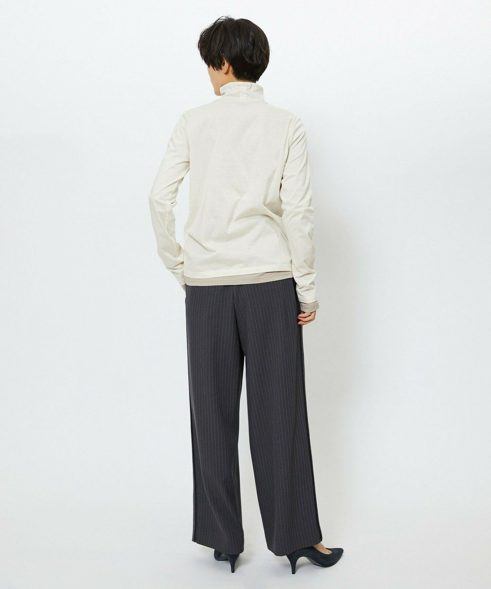 feerique feerique ウールライクストライプワイドパンツ チャコールグレー