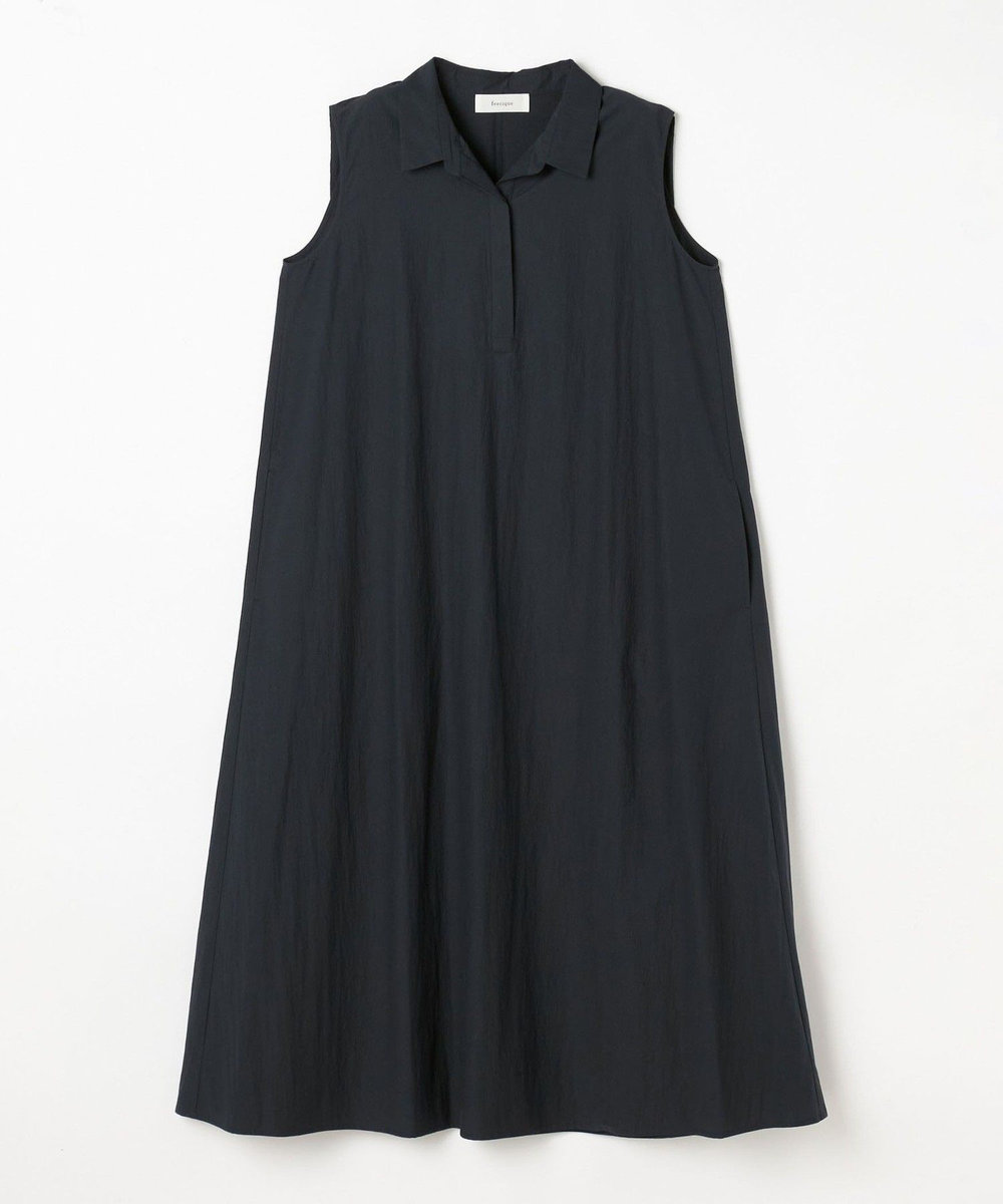 feerique feerique 綿ナイロンクロスAラインワンピース ダークネイビー