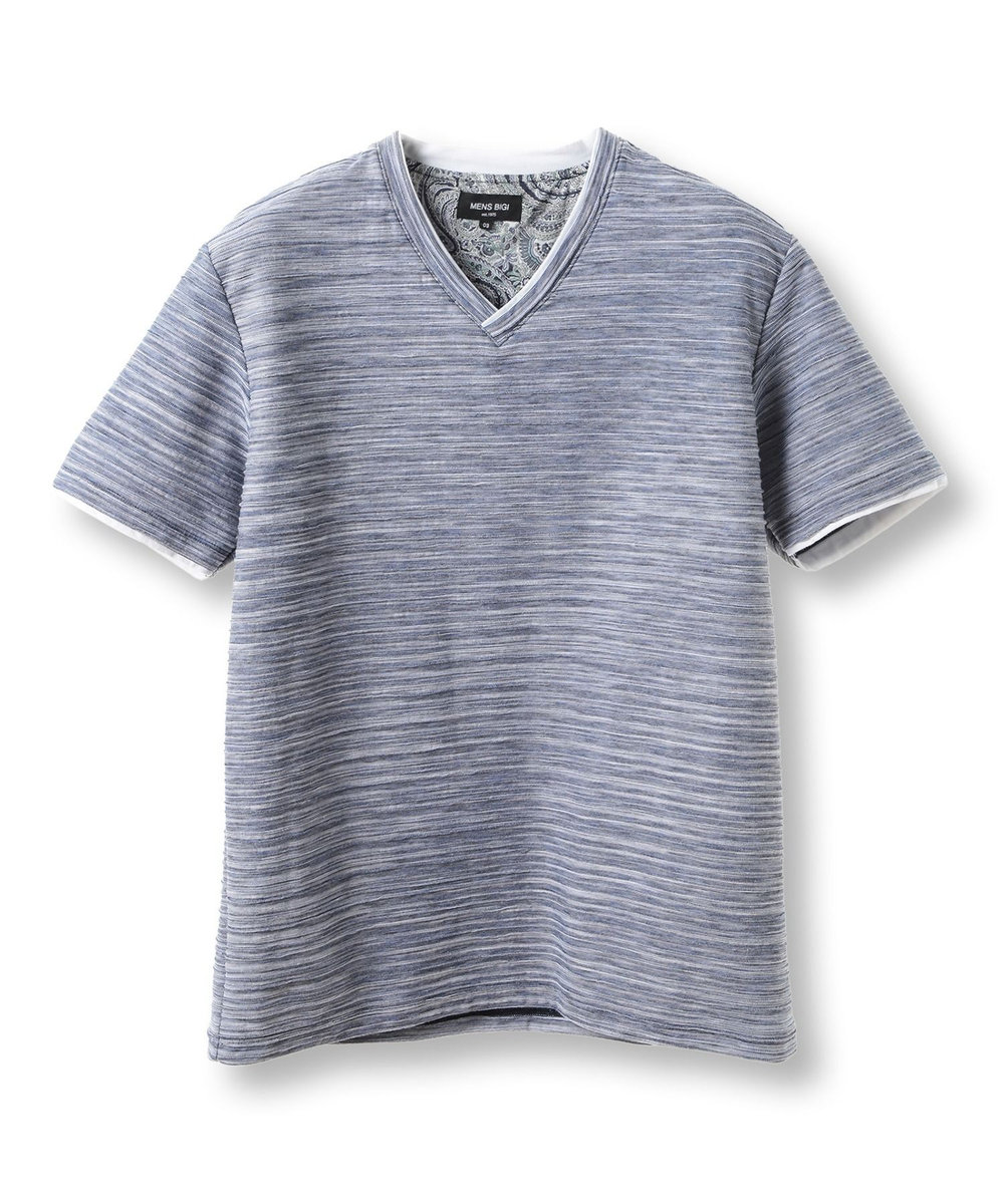MEN'S BIGI スラブタック天竺素材Tシャツ＜吸水速乾＞ ネイビー