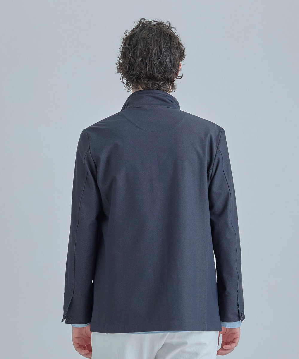 MEN'S BIGI シャンブレー調ハイテンショントリコット スタンドカラーカーデブルゾン＜接触冷感/速乾/UVカット＞ ネイビー