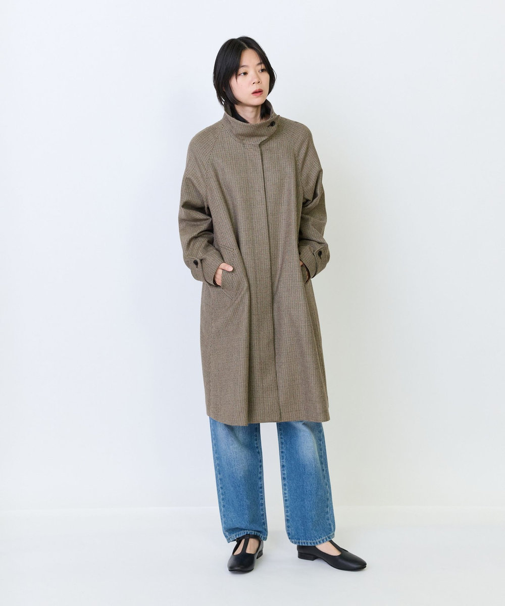 LOISIR ウールAラインコート チェック