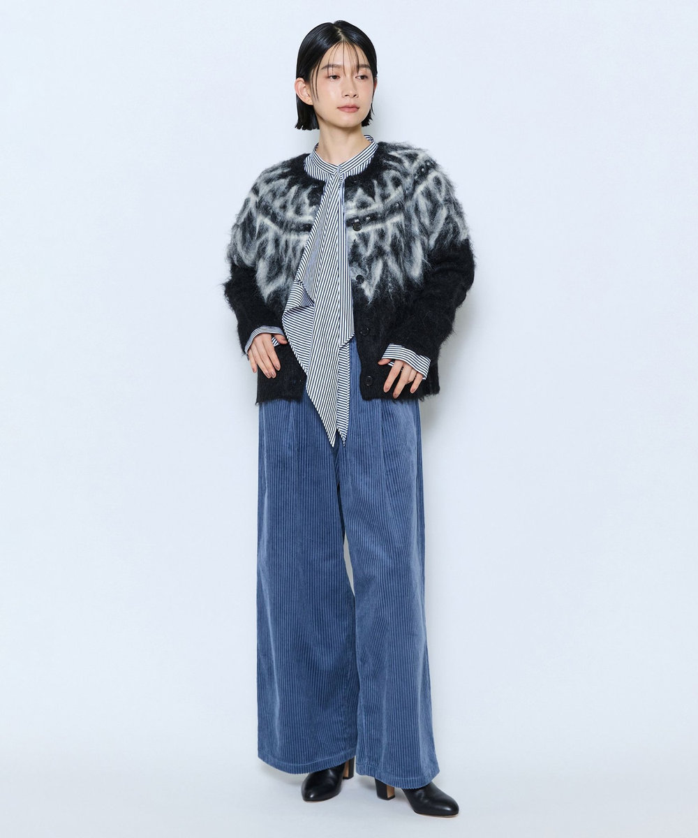 feerique feerique モヘヤジャガードニットカーディガン ブラック