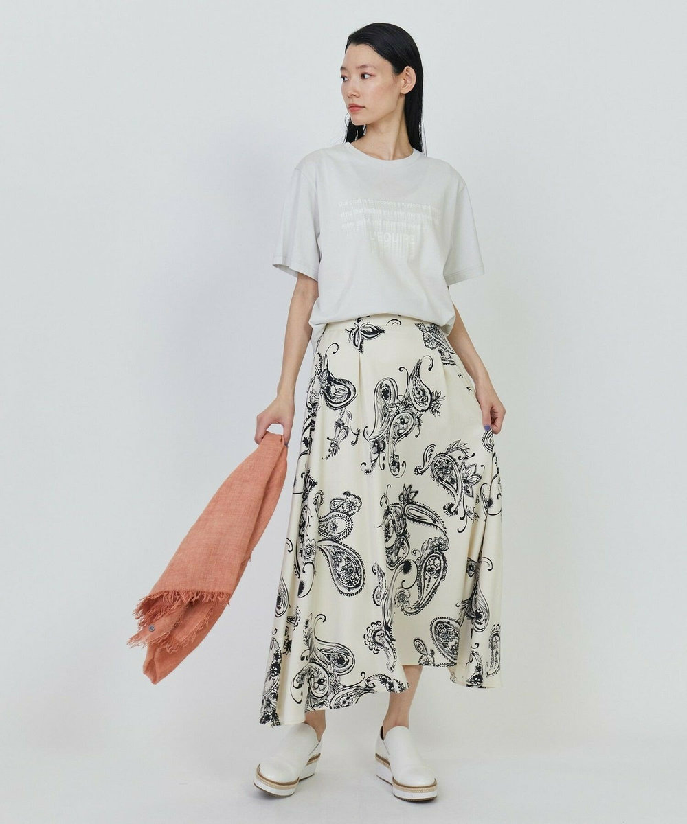 L'EQUIPE ペイズリープリントフレアスカート アイボリー