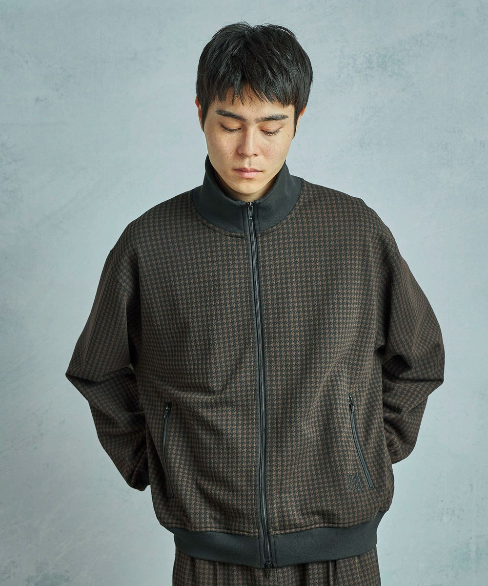 MEN'S BIGI 【50th Anniv . 中田 慎介】 SUEDE LIKE/HOUND’S TOOTH TRACK JACKET ブラウン