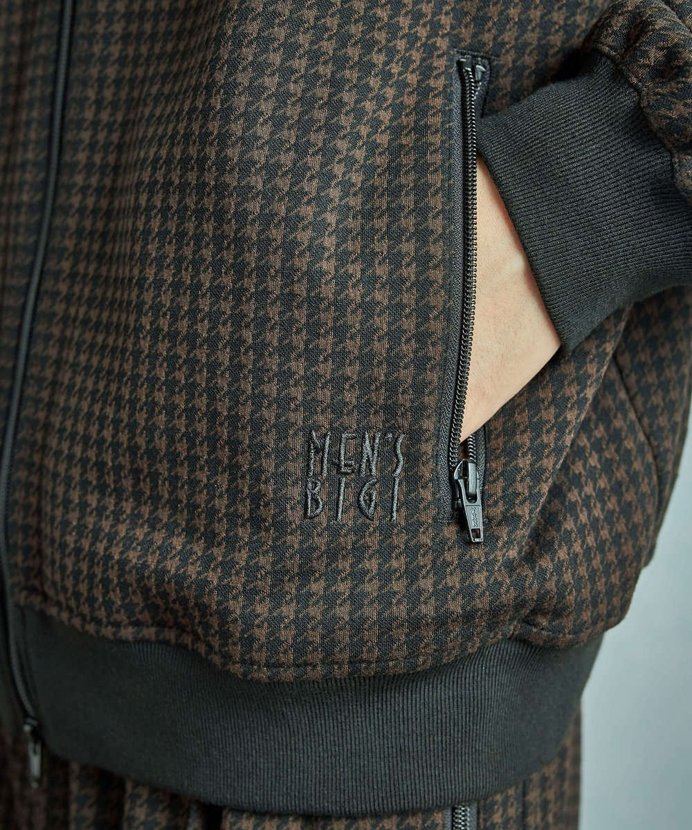MEN'S BIGI 【50th Anniv . 中田 慎介】 SUEDE LIKE/HOUND’S TOOTH TRACK JACKET ブラウン