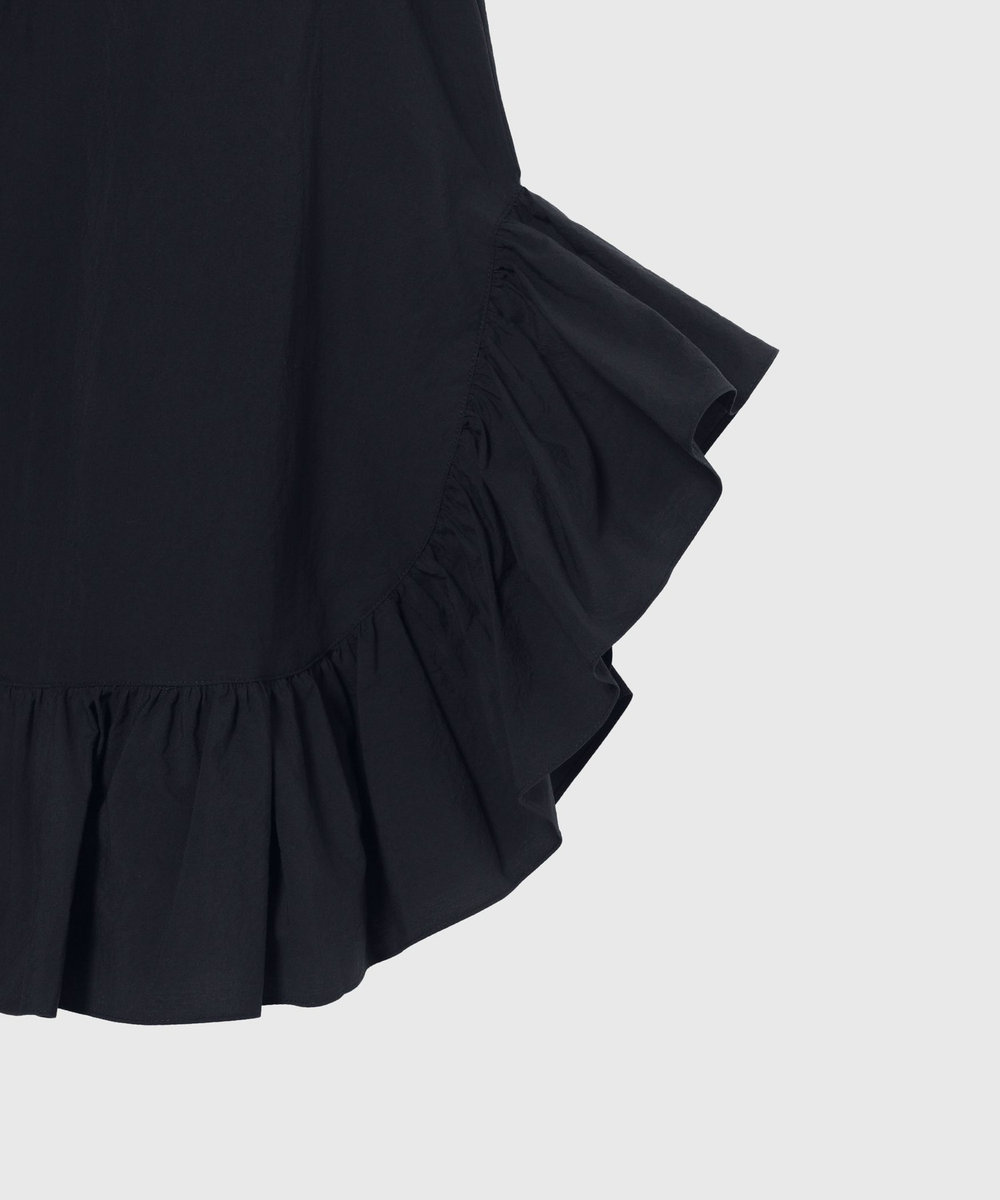 DÉPAREILLÉ COTTON RUFFLE HEM SLEEVELESS BLOUSE / コットンラッフルヘムスリーブブラウス ネイビー