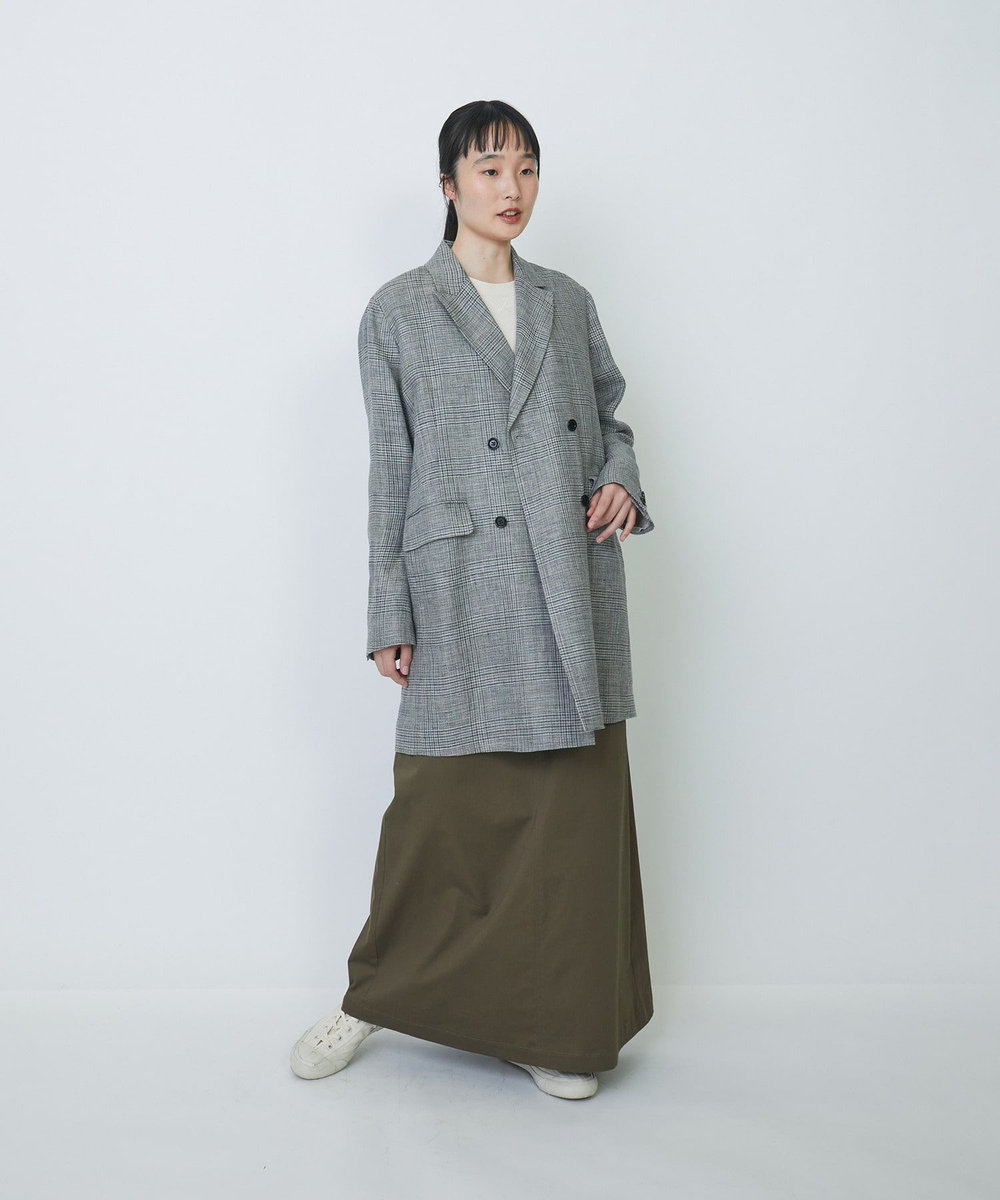 LOISIR リネンダブルブレストジャケット グレー