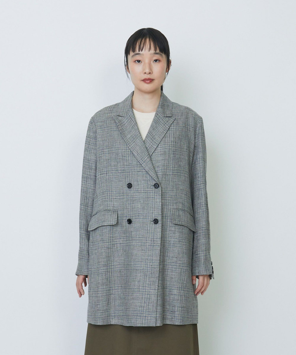 LOISIR リネンダブルブレストジャケット グレー