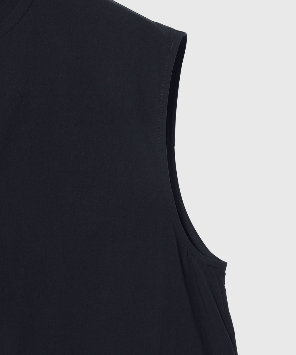 DÉPAREILLÉ COTTON RUFFLE HEM SLEEVELESS BLOUSE / コットンラッフルヘムスリーブブラウス ネイビー