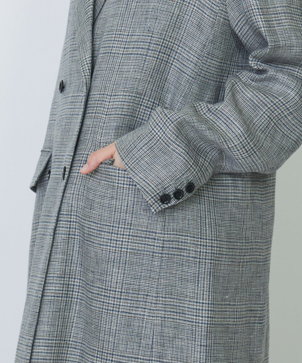LOISIR リネンダブルブレストジャケット グレー