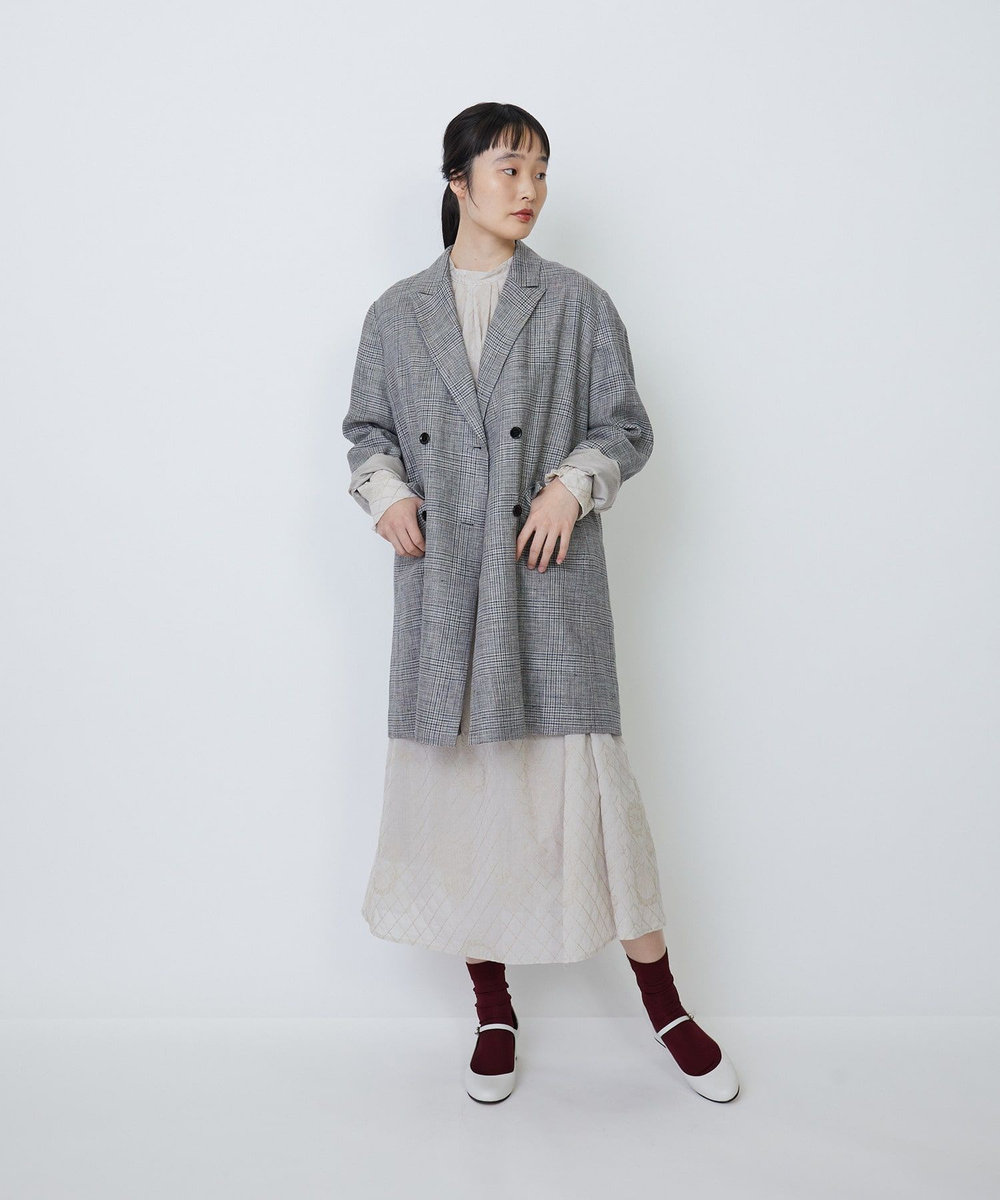 LOISIR リネンダブルブレストジャケット グレー