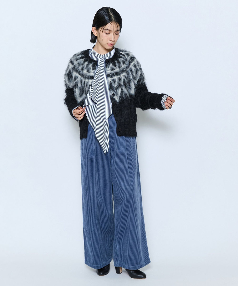 feerique feerique モヘヤジャガードニットカーディガン ブラック