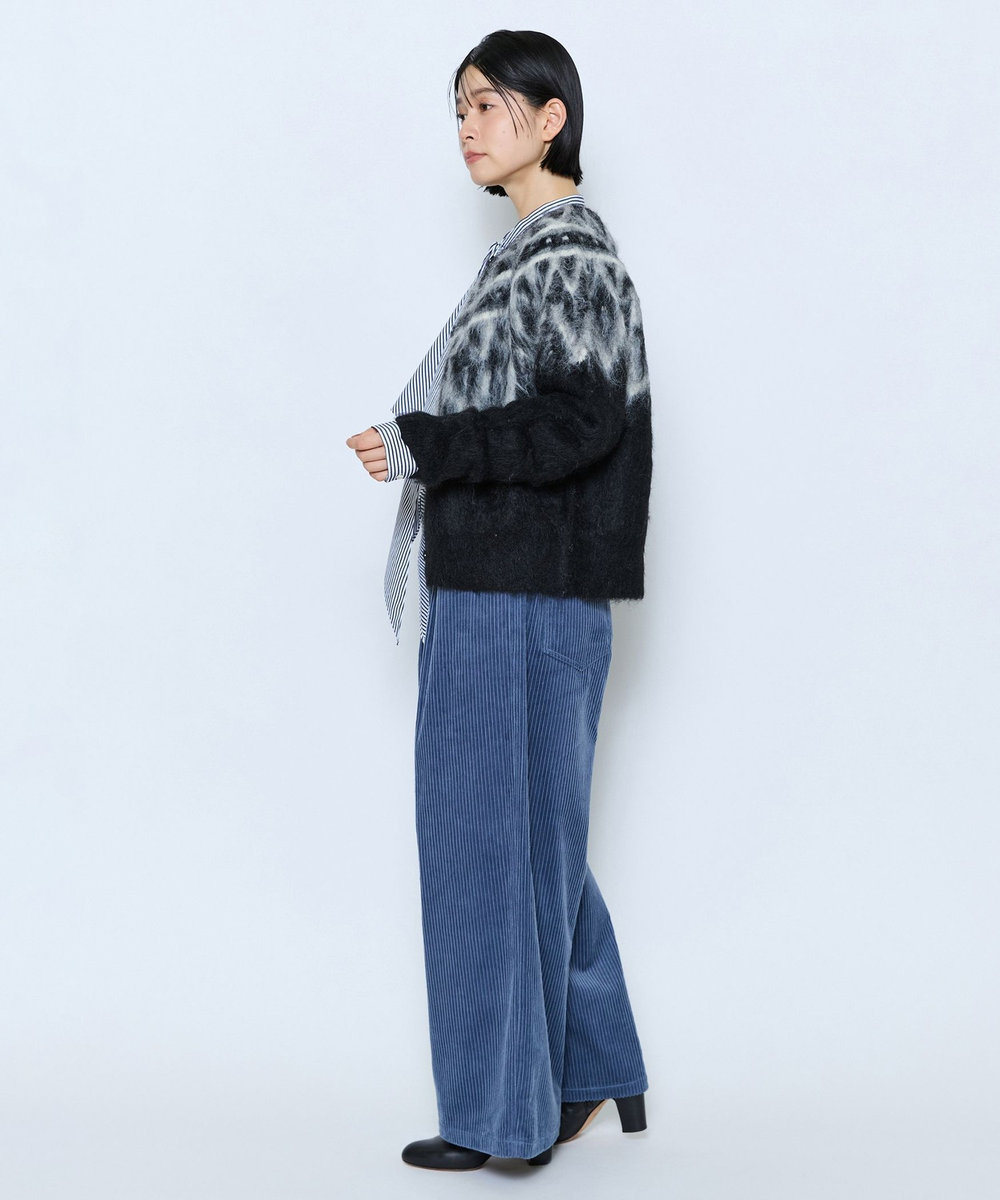 feerique feerique モヘヤジャガードニットカーディガン ブラック