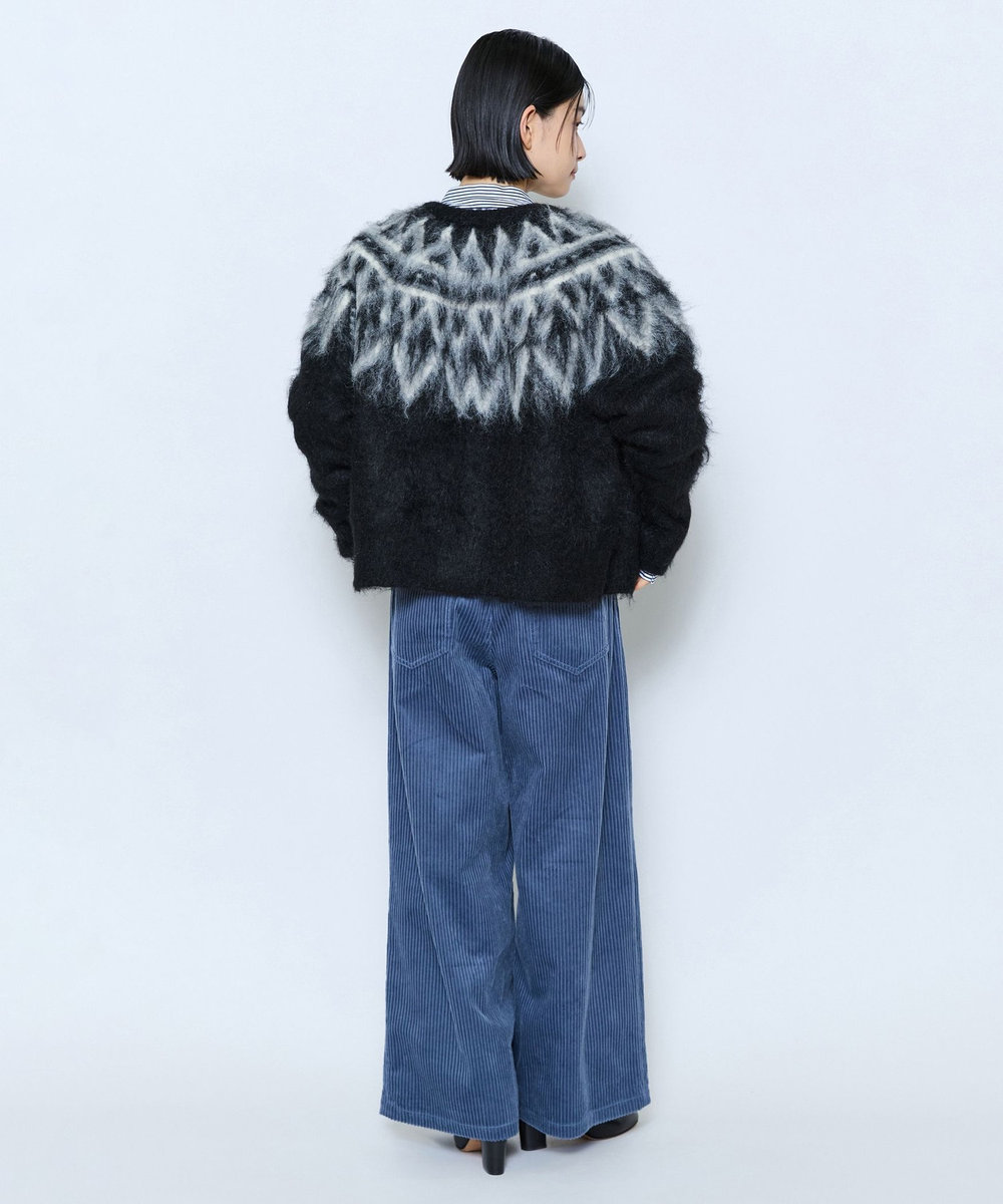 feerique feerique モヘヤジャガードニットカーディガン ブラック