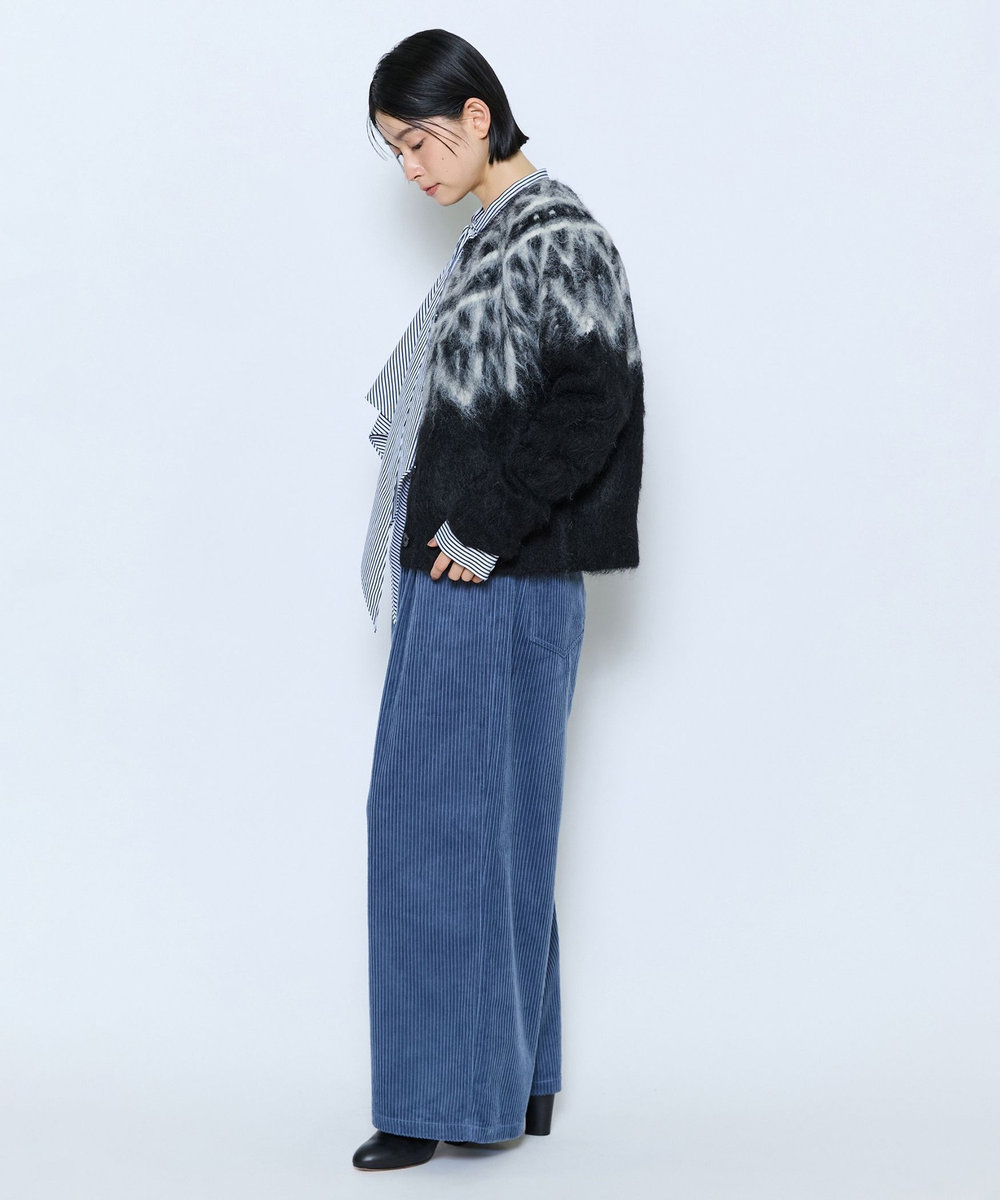 feerique feerique モヘヤジャガードニットカーディガン ブラック