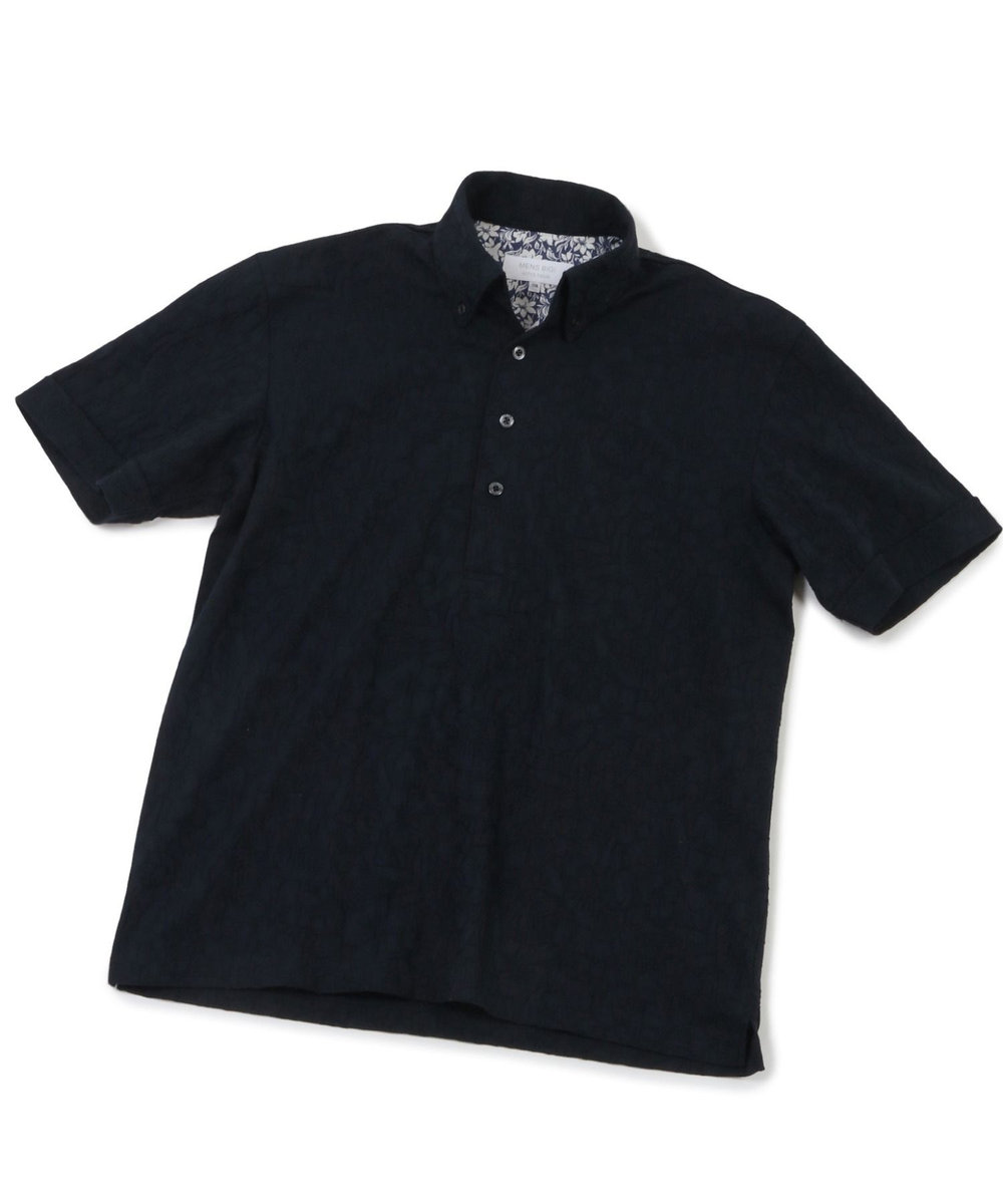 MEN'S BIGI 【COOL MAX】リンクスジャカードフラワー柄ポロシャツ ネイビー