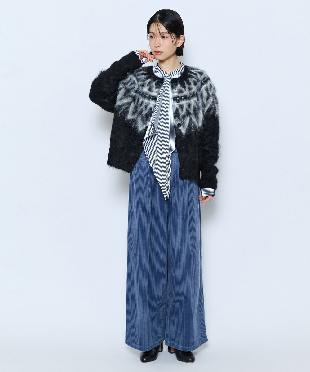 feerique feerique モヘヤジャガードニットカーディガン ブラック