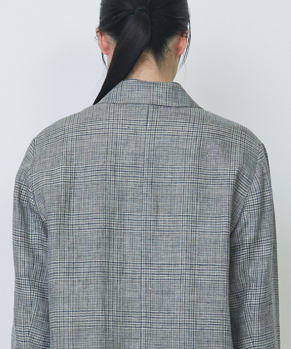 LOISIR リネンダブルブレストジャケット グレー
