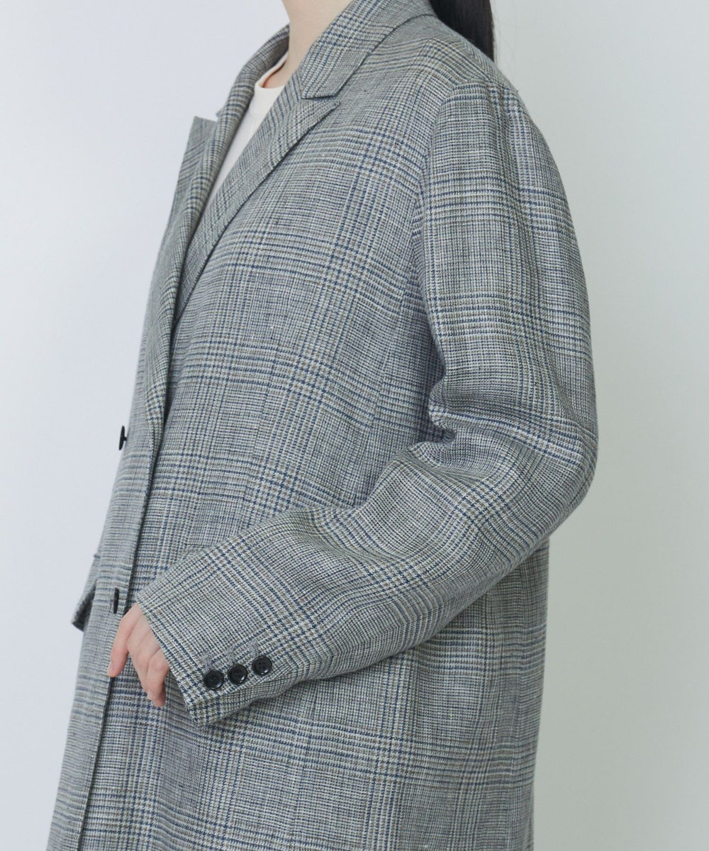 LOISIR リネンダブルブレストジャケット グレー