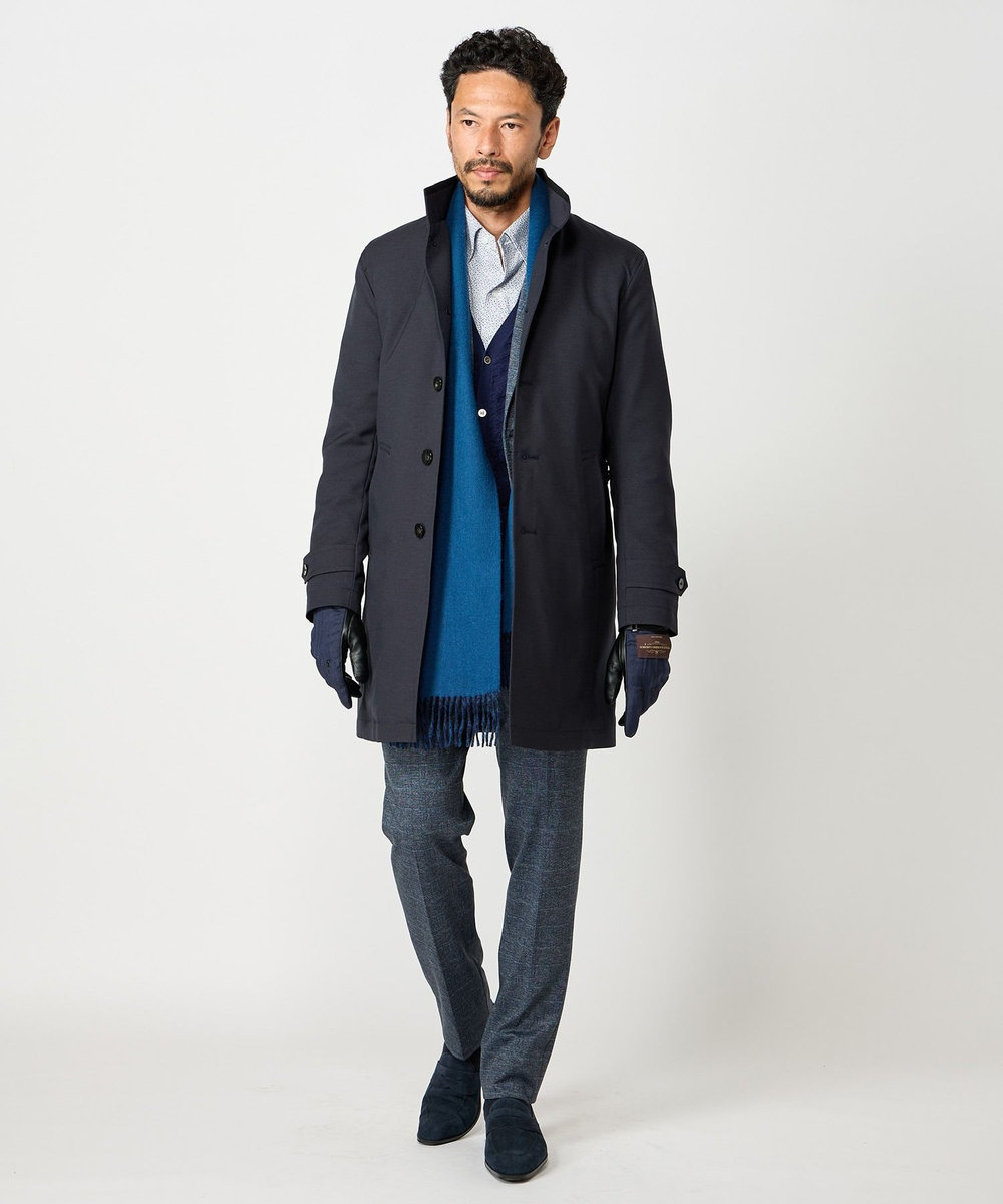 MEN'S BIGI リバーシブルウールマフラー ネイビー