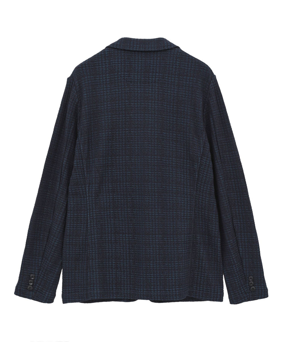 MEN'S BIGI ジャガードニット グレンチェックジャケット ネイビー