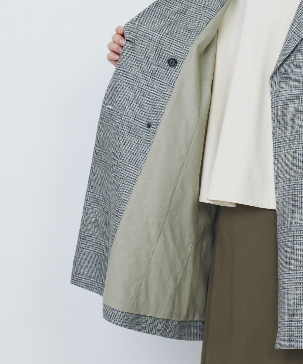 LOISIR リネンダブルブレストジャケット グレー