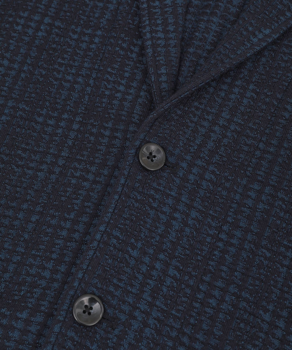 MEN'S BIGI ジャガードニット グレンチェックジャケット ネイビー