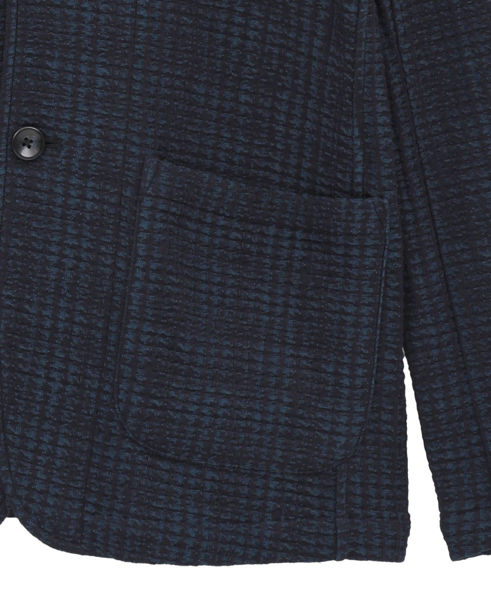 MEN'S BIGI ジャガードニット グレンチェックジャケット ネイビー