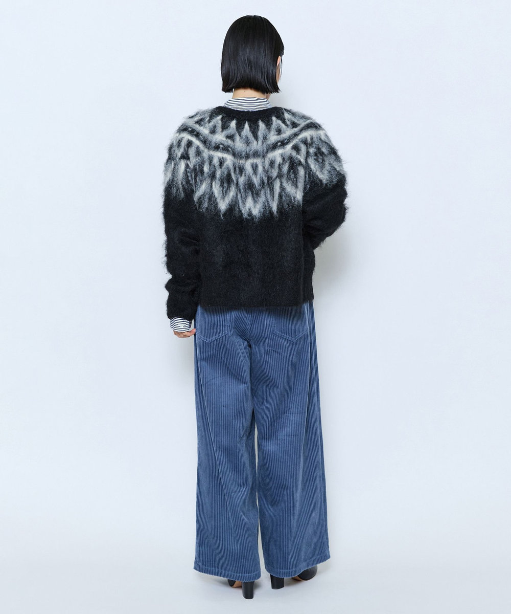 feerique feerique モヘヤジャガードニットカーディガン ブラック