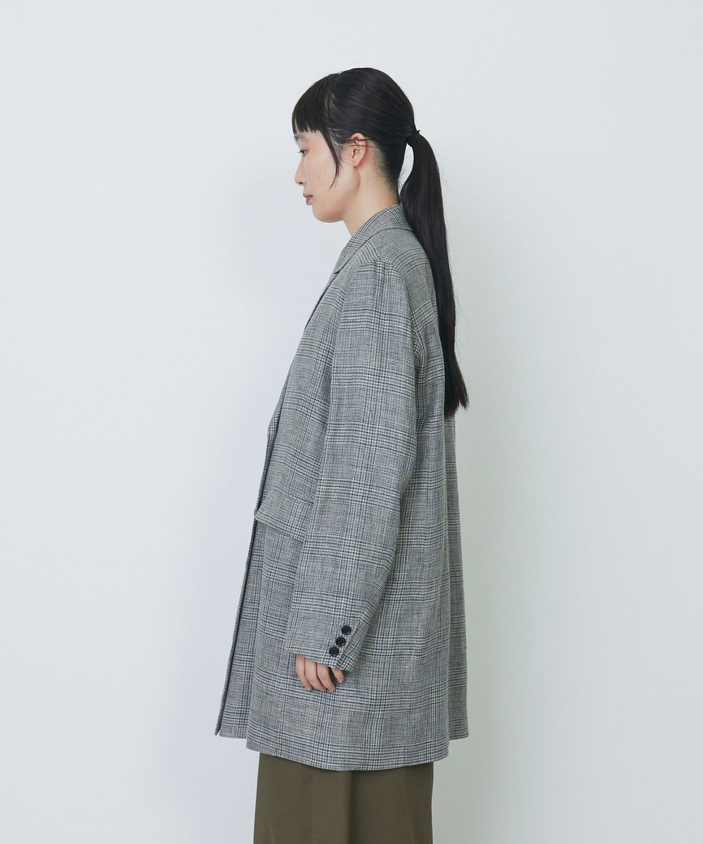 LOISIR リネンダブルブレストジャケット グレー