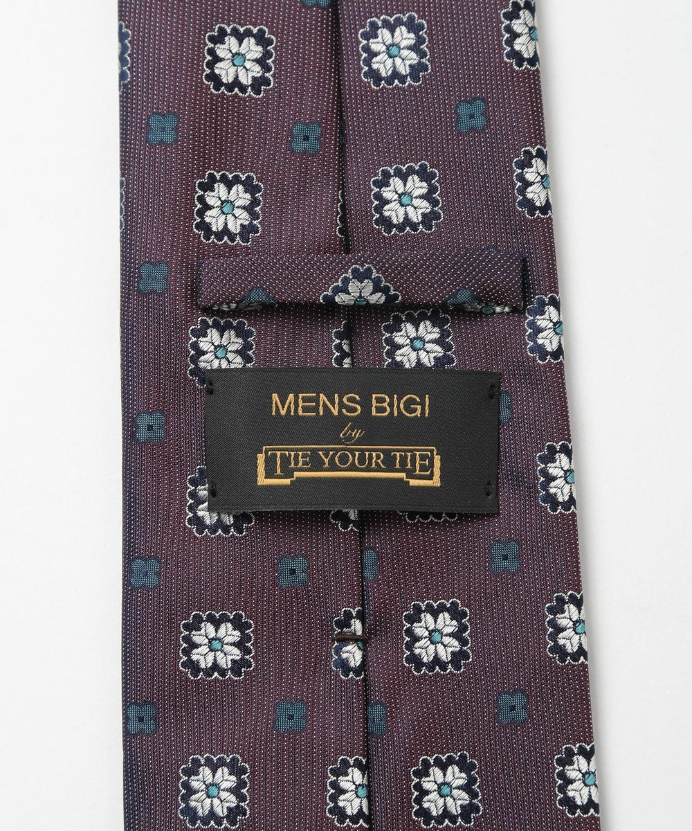 MEN'S BIGI 【TIE YOUR TIE(タイユアタイ)】ヴィンテージフラワー柄ネクタイ ボルドー